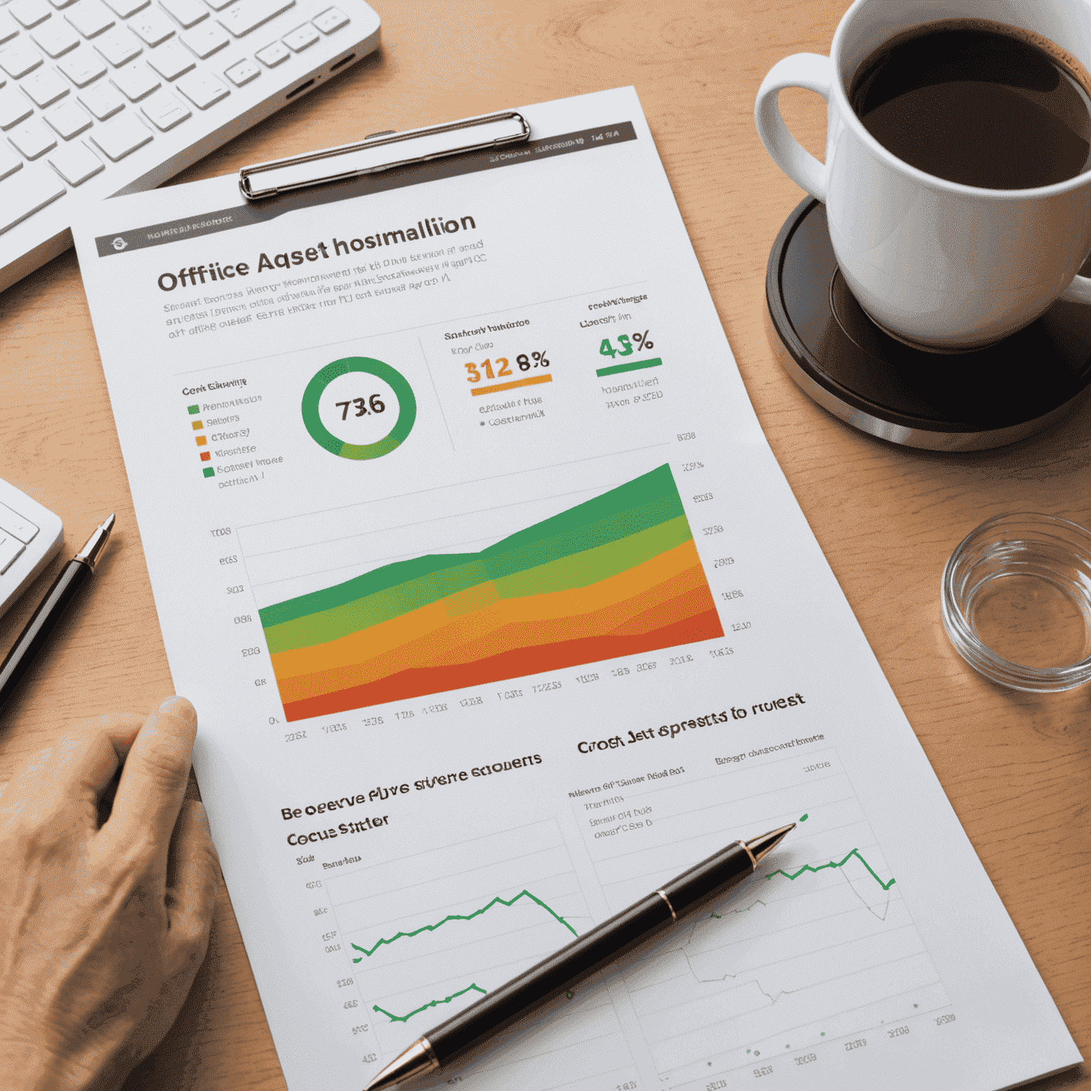 A graph showing the energy consumption and cost savings of an office building before and after installing smart thermostats. The chart clearly demonstrates a significant drop in energy usage and costs over a 12-month period.