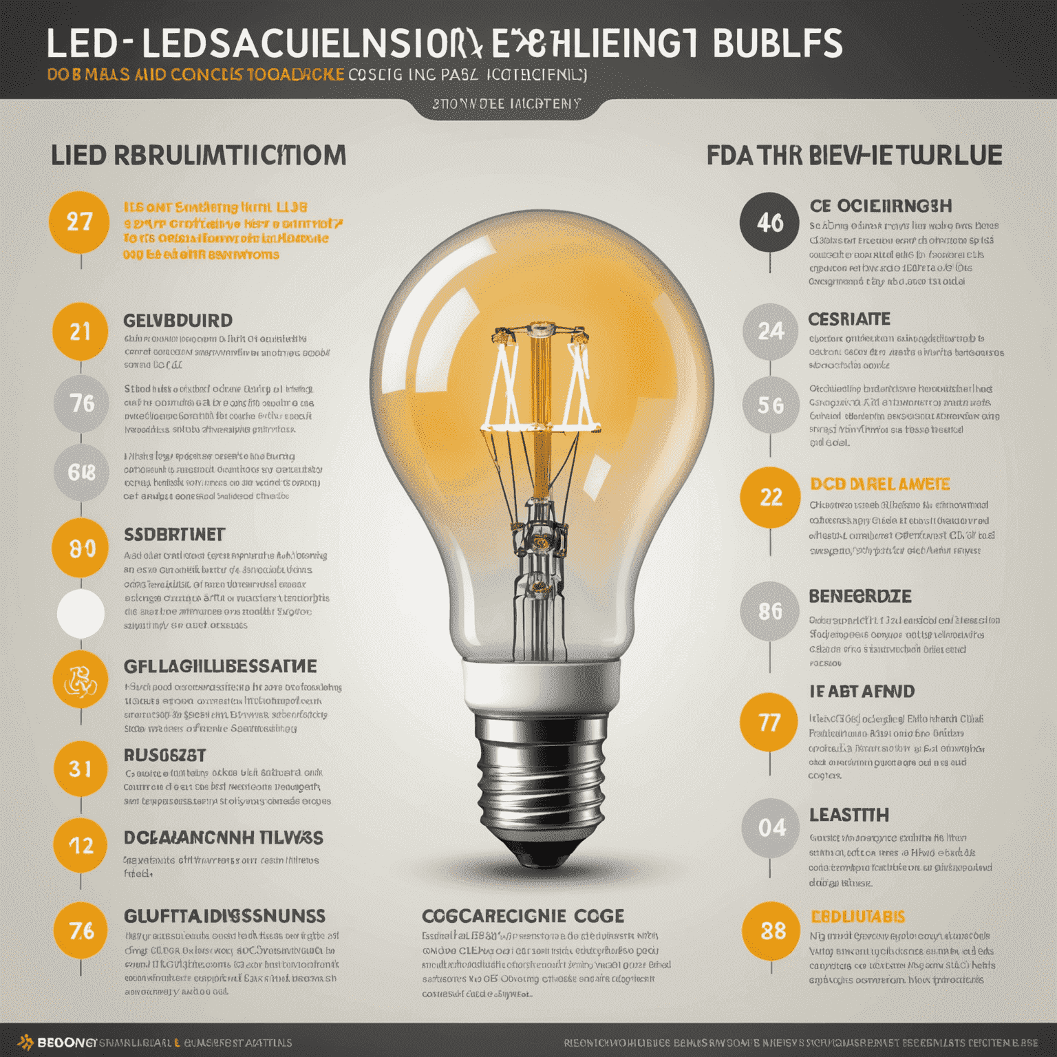 Infographic comparing energy consumption and lifespan of LED bulbs versus traditional incandescent and CFL bulbs