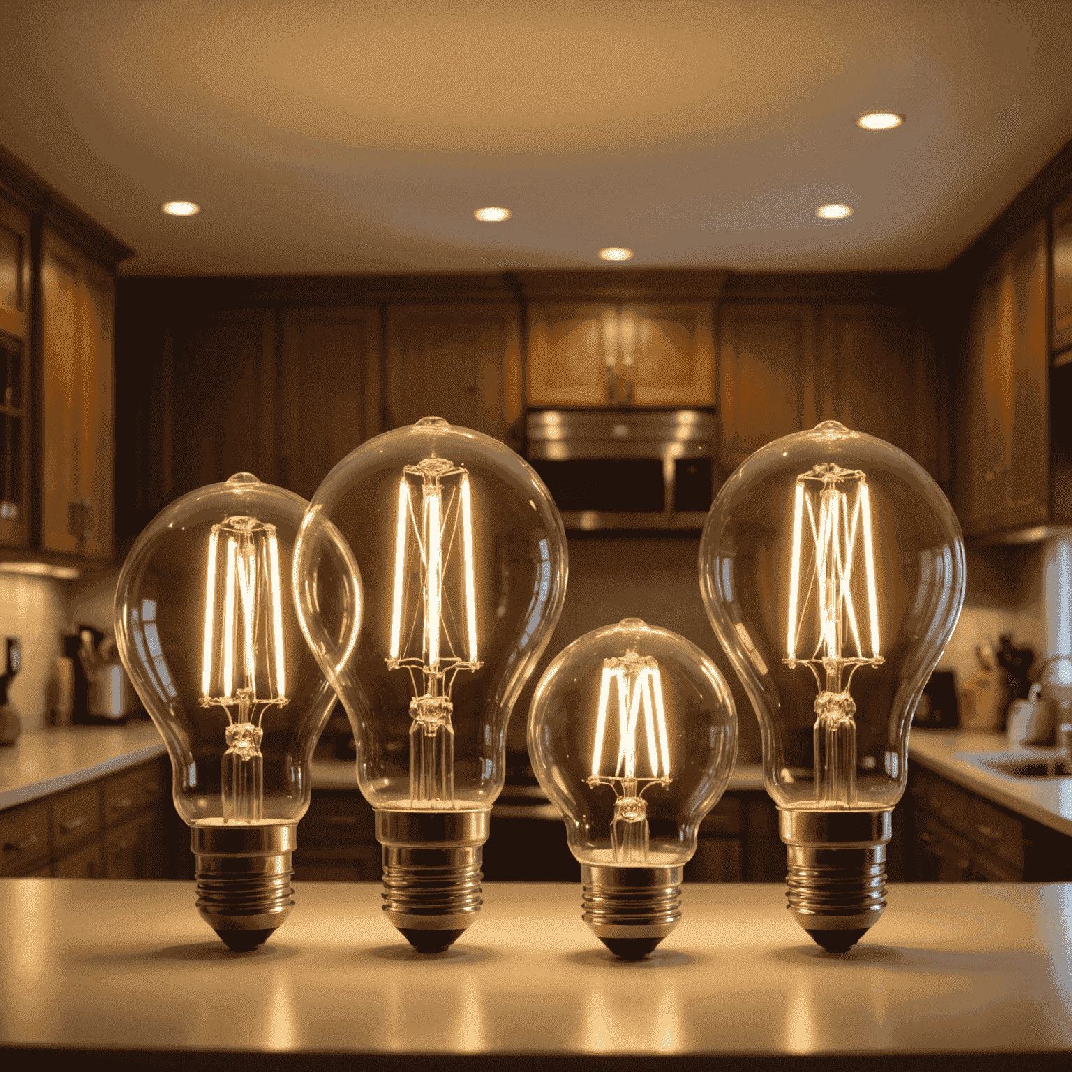 A comparison of traditional and LED light bulbs in a Canadian household setting, showcasing the brightness and energy efficiency of LED lighting